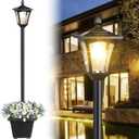 72" Solar Lamp Post Light, Solar Pole Light Outdoor Waterproof, Solar Light Post Outside for Porch Yard Driveway Garden Patio Decor, Warm White