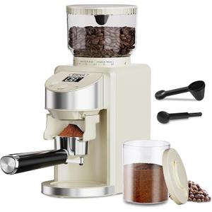 Gevi Conical Burr Coffee Grinder, Adjustable Burr Mill with 35 Precise Grind Settings, Anti-Static, Coffee Grinder Electric for Espresso/Drip/Percolator/French Press/American/Turkish Coffee Makers (Beige)