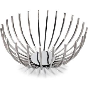 Modern Day Accents 3537 Barras Stainless Open Bowl, Silver Decorative Bowl holds Decorative Spheres and Balls, Fruit Bowl, Table Centerpiece Decor, Home Decor, Kitchen Counter Decor, 13.25" L x 6" H
