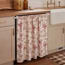 Breling Dishwasher Curtain Cover French Style Floral Pattern Cabinet Dishwasher Hidden Curtains with Magnetic Curtain Rod 35 x 39 Inches for Dishwashers Under Kitchen Sinks and Washing Machines