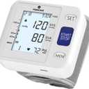 P PANACARE Wrist Blood Pressure Monitor for Home Use, Large LCD Backlit Display, Portable and Lightweight, 298 Memory Storage for 2 Users with Carrying Case