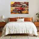 Farmhouse Canvas Wall Art Rustic Old Truck with Barn Picture Print Country Landscape Painting Vintage Artwork for Living Room Bathroom Home Office Decor Framed(Art-5,16.00"x24.00")
