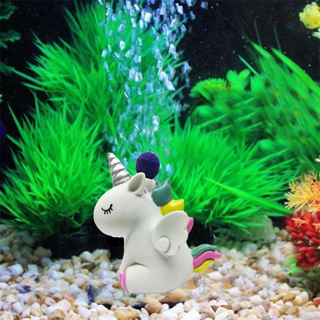 Aquarium Unicorn Air Bubble Maker Decor, Resin Unicorn Air Bubbler with Fixed Air Bubble Stone, Increase Oxygen, Great Landscape for Fish Tank Scenery Decor Ornament Betta Shrimp Tank