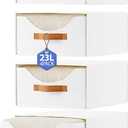 4 Pcs 16.5" Closet Drawers and Large Size Clothes Storage Bins Push-Out Storage Stackable Shelf Drawers with See-Through Window Closet Organizers for Bedroom, Living Room, Under Bed, White