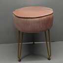 IBUYKE Velvet Vanity Stool Ottoman, Round Footrest Chair, Makeup Dressing Table Seat, Pouf Couch Stool, for Living Room, Golden Steel Legs, Pink LG-30P