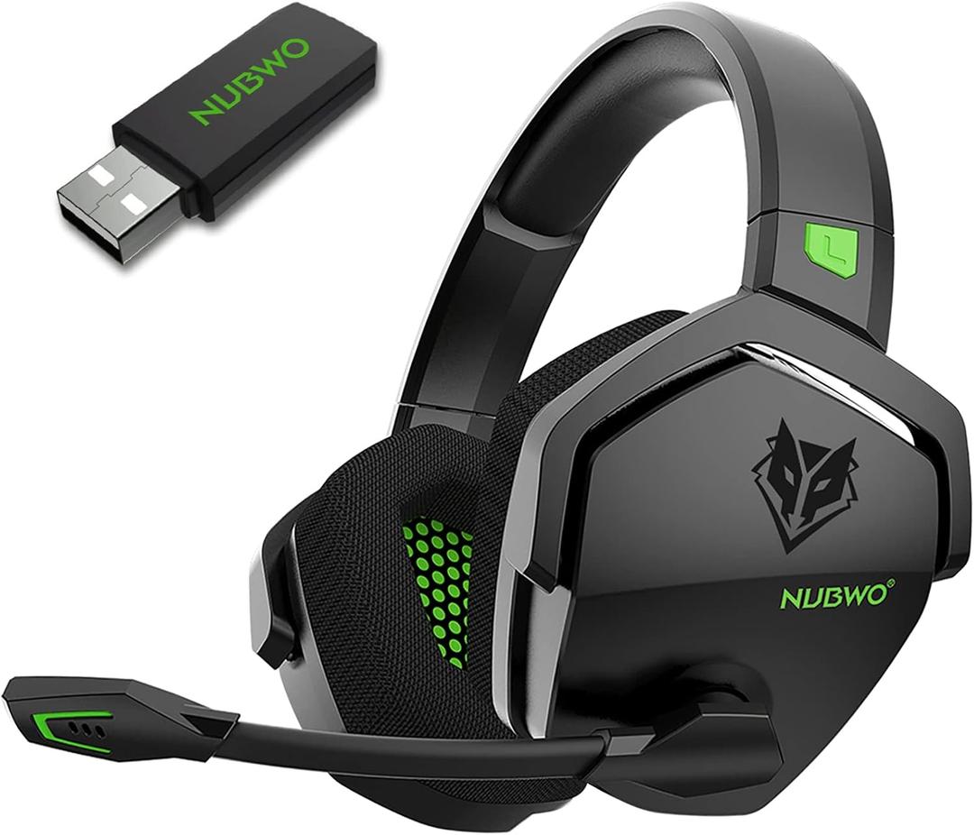 NUBWO G06 Dual Wireless Gaming Headset with Microphone for PS5, PS4, PC  23ms Low Latency Audio  100Hour of Playtime  50mm Drivers (BlackGreen)