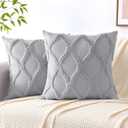 decorUhome Summer Throw Pillow Covers 18x18 Inch Set of 2, Soft Plush Faux Fur Wool Grey Accent Couch Pillow Covers for Modern Farmhouse Bed Sofa Living Room