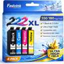 Remanufactured Replacement for Epson 222XL Ink Cartridges Combo Pack 222 Ink Cartridges Compatible with Epson XP-5200 Workforce WF-2960 Printer High Yield (Black Cyan Magenta Yellow 4 Pack)