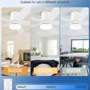 42 Inch White Ceiling Fan with Light, Flush Mount and Remote Control, Dimmable 3-Color Temperature LED, 6-Speed Reversible DC Motor, 5-Blade Modern Design for Indoor or Outdoor