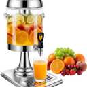 2.2 Gallon Beverage Dispenser with Stand, Drink Dispenser for Parties, Stainless Steel Juice Dispensers with Spigot,Ice Core and Tray,Cold beverage dispenser for Parties, Buffet Cafeterias, Homes