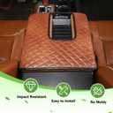 Car Center Console Armrest Cover Pad Fit for Toyota Tundra 2007-2021 Waterproof Leather Seat Armrest Box Cushion Pad Protector (Brown)