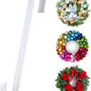 12 Metal Over The Door Wreath Hanger for Front Door  Non-Scratch Door Hook for Hanging Christmas Wreaths, Holiday Decor & Welcome Signs, Durable Wreath Hanger Hooks for Home Decoration, White