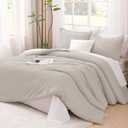 Litanika Linen Grey Comforter Set California King Size, 3 Pieces Cal King Lightweight Solid Bedding Comforter Set, All Season Fluffy Bed Set (104x96In Comforter & 2 Pillowcases)