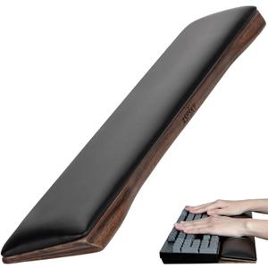 Keyboard Wrist Rest with Memory Foam Anti-Slip Rubber Base Ergonomic Wooden Wrist Rest for Mechanical Keyboard Durable and Easy to Clean for Gamer Staff (Walnut)