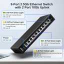10Gbe Ethernet Switch Unmanaged with 2 x 10Gb RJ45 Ports 8 x 2.5Gb Base-T Ports, Desktop/Wall Mount NICGIGA 10 Port 10Gbps Network Switch for Wireless AP, NAS, PC