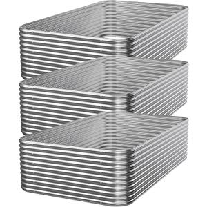 3 PCS Tall Galvanized Raised Garden Bed Outdoor, Metal Garden Bed for Vegetables, Above Ground Garden Box for Flower, Steel Raised Beds for Gardening - 4x2ft