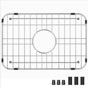 Stainless Steel Sink Grid and Protectors for Bottom of Kitchen Sink, Sink Grid 18" X 12-1/2", Centered Drain with Corner Radius 1-1/2" (Centered Drain 18" X 12-1/2")