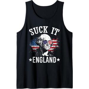 Suck It England Shirt Funny 4th of July George Washington Tank Top, S