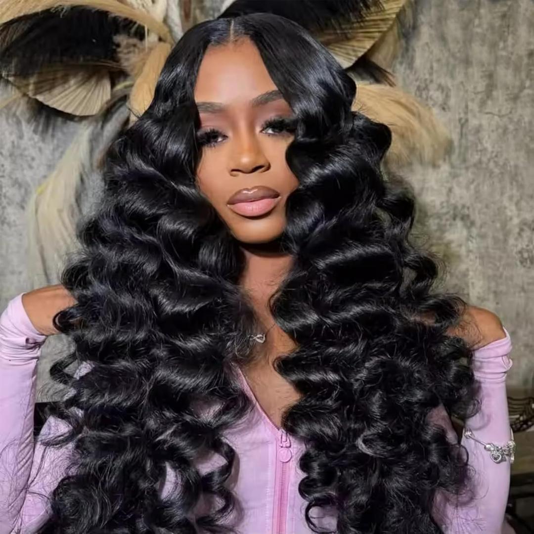 Loose Wave Lace Front Wigs Human Hair 200% Density 13x4 HD Transparent Full Lace Frontal Wigs Human Hair 12A Loose Deep Wave Glueless Wigs Human Hair Pre Plucked for Black Women (22 Inch)