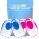 Gel Heel Cups for Heel Pain Relief  Shock Absorbing Silicone Inserts for Plantar Fasciitis & Achilles Tendonitis  Cushioned Heel Support Pads for All-Day Standing (2 Pairs-Medium)