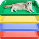 Multicolor Kitten Litter Box Low Entry, 4 PCS Small Cat Litter Box for Kittens Portable Open Cats Litters Boxes Pan Waterproof Plastic Travel Litters Tray for Small Senior Cats Pets, 15.2x12x1.4 Inch