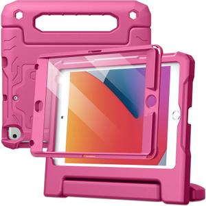 JETech Kids Case for iPad mini 5/4/3/2/1 (7.9-Inch, 2019/2015/2014/2013/2012 Model) with Built-in Screen Protector, Shockproof Full-Body Handle Stand Tablet Protective Cover (Hot Pink)
