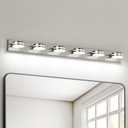 6-Light Nickel Bathroom Vanity Light Over Mirror, LED Vanity Lighting Fixtures, Modern Bathroom Wall Light Fixtures with 360Rotating Lamp Head (Cool White 5500K)