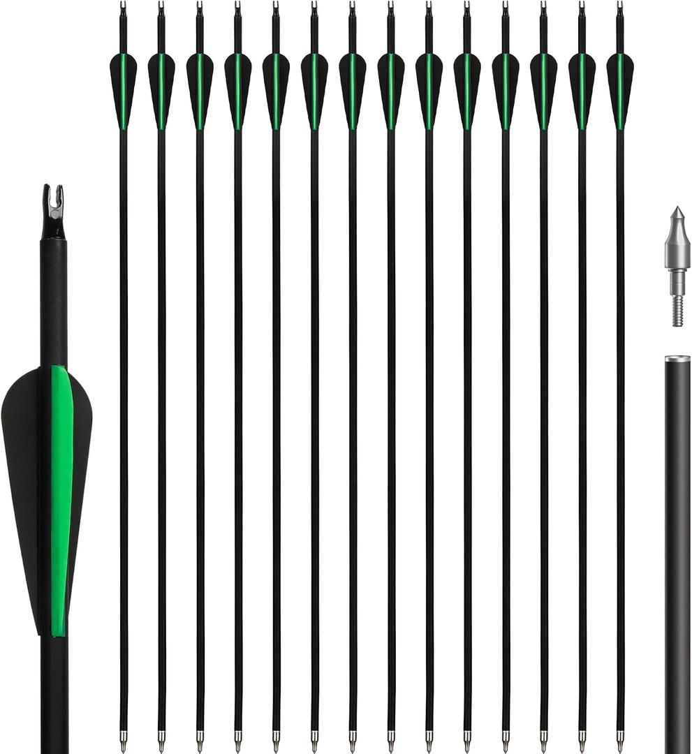 Pack of 14 Carbon Arrows 30 Inches with Removable Arrows for Youth and Adults, Archery Exercises, Bows and Arrows for Outdoor Training