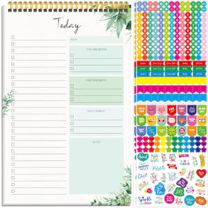 60 Sheets To-do List with Stickers, Double-sided Printed Spiral Daily Planner Pad with 550+ Planner Stickers- To Do List, Top 3 Priorities & Notes, Task Check List Organizer for Office, School, Home