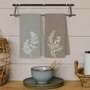 JINYO Minimalist Boho Floral Kitchen Towels, Neutral Botanical Hand Towels for Bathroom Kitchen Decor, Rustic Elegant Wildflower Plant Decorative Dish Tea Towels, 16x24 Inch Set of 2