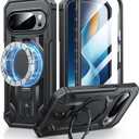 FNTCASE for Google Pixel 10 & 10 Pro Case: for Pixel 9 & 9 Pro Case with Magnetic Ring Stand Holder | Military Grade Shockproof Protective Rugged Cell Phone Cover | Heavy Duty Cases - 6.3 Inch Black