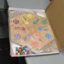 Large Size Original Marble Game Solid Wood 20 inch Wahoo Board Game Double Sided Painted Wooden Fast Track for 6 and 4 Players 6 Colors 24 Marbles 6 Dice for Family Friend (Log)