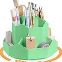 Pencil Pen Holder for Desk,9 Slots 360 Degree Rotating Desk Organizers,Desktop Storage Stationery Supplies Organizer, Cute Pencil Cup Pot For Office, School, Home(Green)