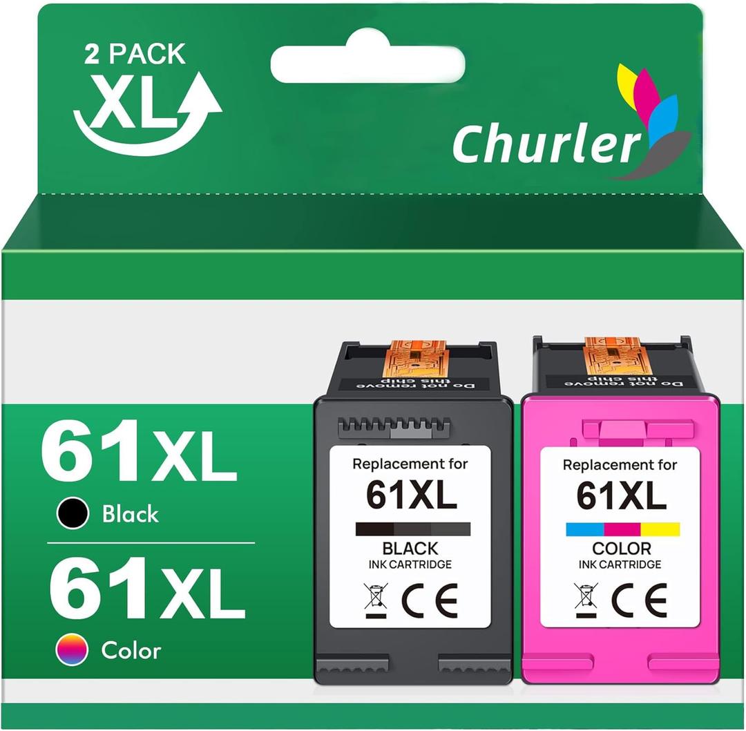61 XXL Black and Color Ink Cartridge Combo Pack Replacement for HP Ink 61 HP 61XL 61XXL HP Ink Cartridges with HP Envy 4500 5530 5534 4502 Deskjet 1000 3000 2540 1010 3510 Officejet 4635 4630 Printer