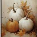 KU-DaYi Vintage Fall Pumpkin Wall Art Decor, Rustic Fall Pumpkin Canvas Prints Pictures Framed, Autumn Farmhouse Thanksgiving Wall Art Prints for Home Bedroom Living Room Kitchen Decor, 11x14 Inches