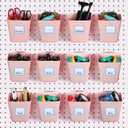 Namalu 12 Pack Pegboard Storage Bins with Labels and Hooks Bulk Peg Board Organizer Accessories Hanging Cup Organizer Pegboard Cup Holder (Pink) (4.7 x 4 x 5 Inch)