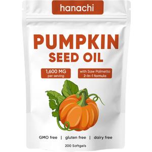 Meridease Labs Pumpkin Seed Oil Capsules for Hair Growth, 2 in 1 Formula with Saw Palmetto, Scalp Health & Supports Hair, Heart, Skin | Non-GMO | Gluten Free - 200 Softgel, EXP 07/2027