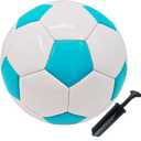 Soccer Ball Size 2,3,4,5 with Pump Needle Classic White Black Thicker PU Tight Weaved Suitable for Youth Boy League Game Trainning Practice or Gift (Sky Blue)