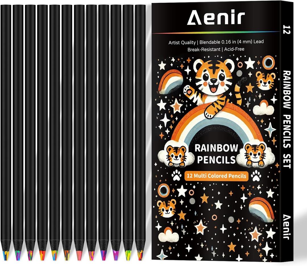 4 x Easter Basket Stuffers, Art Supplies,12 Colors Rainbow Pencils, Multi Colored Pencils Set for Adult Coloring, Easter Basket Stuffers for Teens, Professional Art Supplies for Artists.
