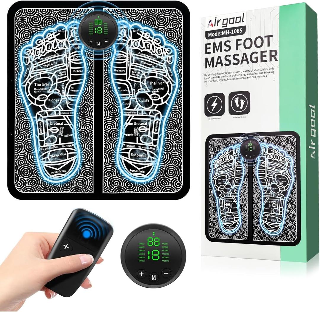 EMS Foot Massager, MHD TENS Transcutaneous Electrical Nerve Stimulator (TENS), Powered Musele Stimulator (PMS), 12 Operation Programs (Mode:MH-1085)
