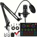 Sktome Podcast Equipment Bundle, V8max Voice Changer with Podcast Microphone Bundle - Studio Condenser Microphone Perfect for Podcasting, Recording, Singing, Streaming and Gaming