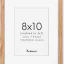 8x10 Picture Frame, Solid Oak Wood 8"x10" Photo Frame, Tempered Real Glass, 8x10 Frame with Mat for 5x7, 8 by 10 Wooden Frame, 8x10 Picture Frames for Wall or Tabletop Display