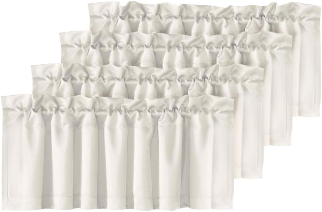 H.VERSAILTEX Blackout Valances for Windows,Kitchen Curtains Valances for Living Room/Bedroom/Bathroom Privacy Decorative Rod Pocket Short Window Valance Curtains, 52" W x 18,4 Panels, Ivory/Cream