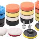 3''(80mm) Drill Polishing Kit, 22Pcs Car Polishing Foam Buffing Pads for Drill, Detail Polishing Kit Wool Pads Wax Buffer Polisher Attachment with M14 Thread Backing pad Adapters