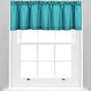 Valea Home Water Repellent Valance for Bathroom Window Waffle Woven Textured Short Kitchen Curtain Valances, Turquoise, 60 x16 inches, 1 Panel