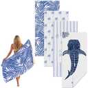 Frienda 4 Pack Microfiber Oversized Lightweight Beach Towel 71x32 in for Women Men Microfiber Quick Dry Sand Free Ocean Coastal Towels for Beach Pool Travel (Summer)