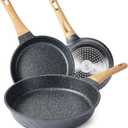 YIIFEEO Frying Pans Nonstick, Induction Frying Pan Set Granite Skillet Pans for Cooking Omelette Pan Cookware Set with Heat-Resistant Handle, Christmas Gift for Women (8" &9.5" &11"), 3 Pcs - 8inch&9.5inch&11inch