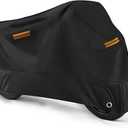 Universal Motorcycle Cover Waterproof Outdoor Storage All Weather Rain Snow Sun Winter All Season Durable with Lockholes & Night Reflective Black Oxford 108" Extra Large Heavy Duty Protection 108, 275 cm