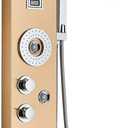 ELLO&ALLO Stainless Steel Shower Panel Tower System,LED Rainfall Waterfall Shower Head 6-Function Faucet Rain Massage System with Body Jets, Brushed Gold