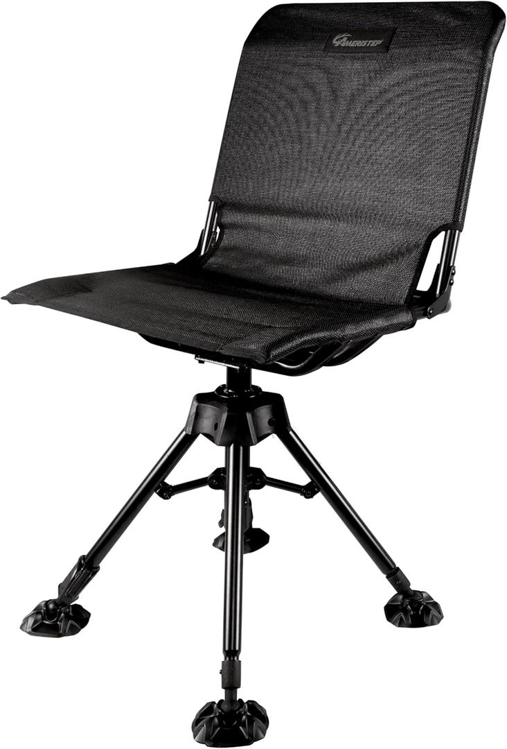 Ameristep Portable Folding Design Hunting Lightweight Heavy-Duty 360 Silent Swivel Blind Chair, Black